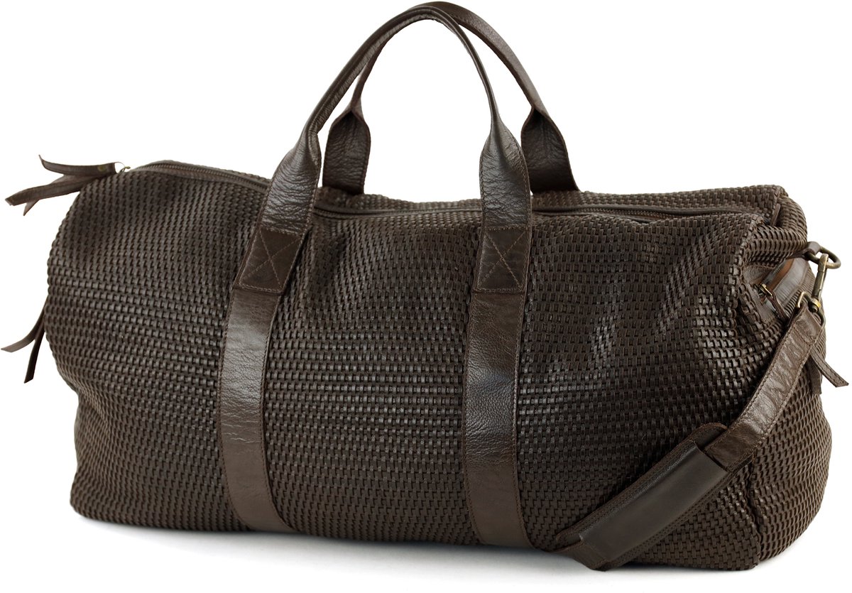 Bear Design Vesper Gevlochten Leren Weekendtas - Reistas - Bruin