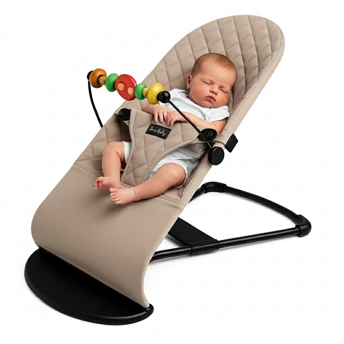 Wipstoel Baby - Baby Bouncer - Schommelstoel Baby - Baby Swing - met Speelboog - Beige