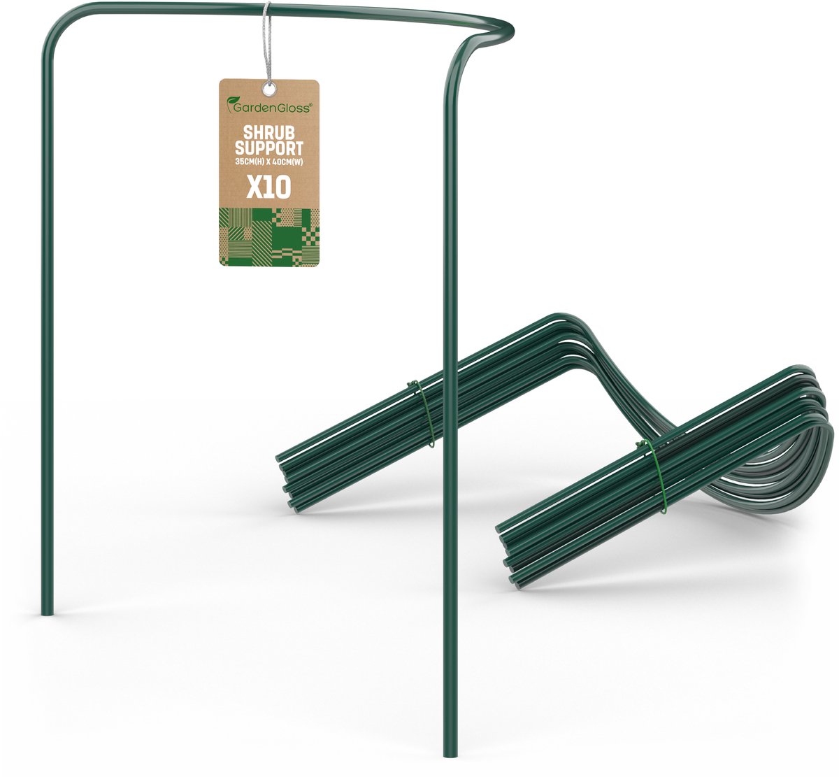GardenGloss® Gecoate Stalen Heestersteunen (10 Stuks) - Heestersteun Halfrond 35cm x 40cm - Bloemsteun Voor Hortensia's En Rozen - Stalen Plantensteun