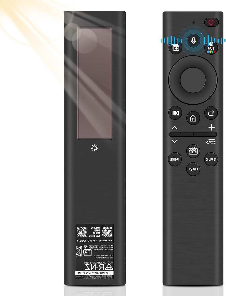 Vervangende Afstandsbediening voor Slimme TV's, Zonne-energie Oplaadbare Stemafstandsbediening, Compatibel met 2021-2023 Modellen van Smart TV's
