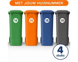 Container stickers - Rondje met cijfer Klein - Voordeelset 4 stuks - ø 14cm - Container / Kliko sticker huisnummer - afvalcontainer sticker - klikosticker