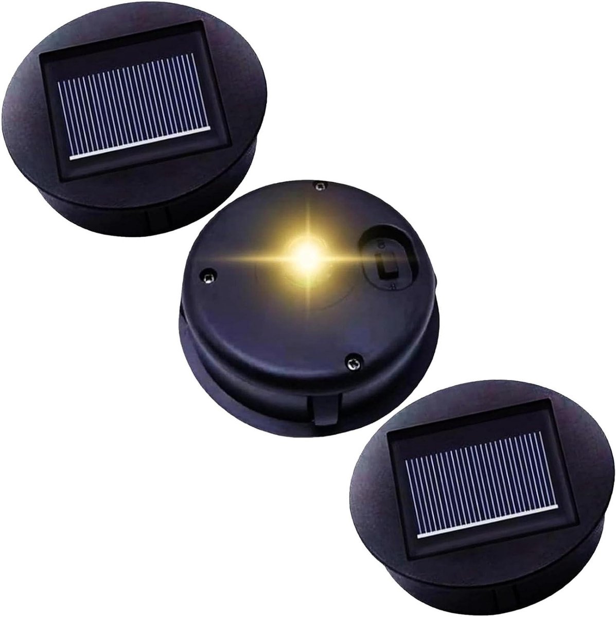 Zonne-energie Vervanging - Zonnepaneel Deksel - Tuinverlichting - Warm Wit Licht - 8 cm Diameter