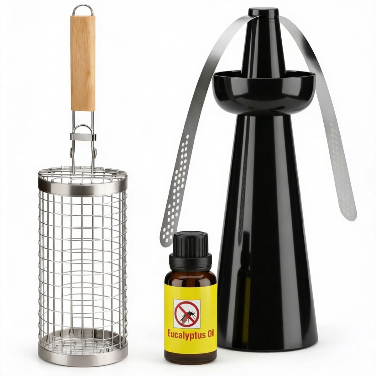 Oneproduct BBQ Set - Vliegen Verjager met Citronella Olie & Grillmand met Houten Handvat - BBQ Accessoires