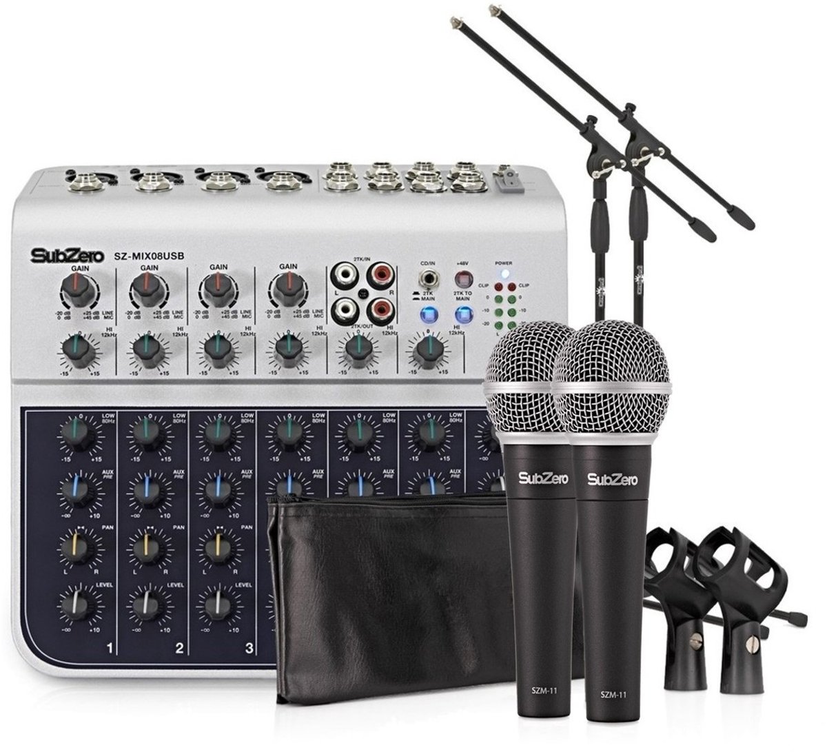 SubZero 8 Kanalen Mini Mixer en Microfoon Pakket