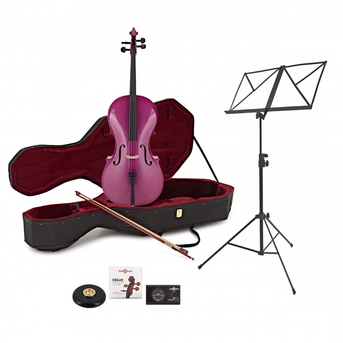 1/2 Cello met Koffer + Beginnerspakket, Paars