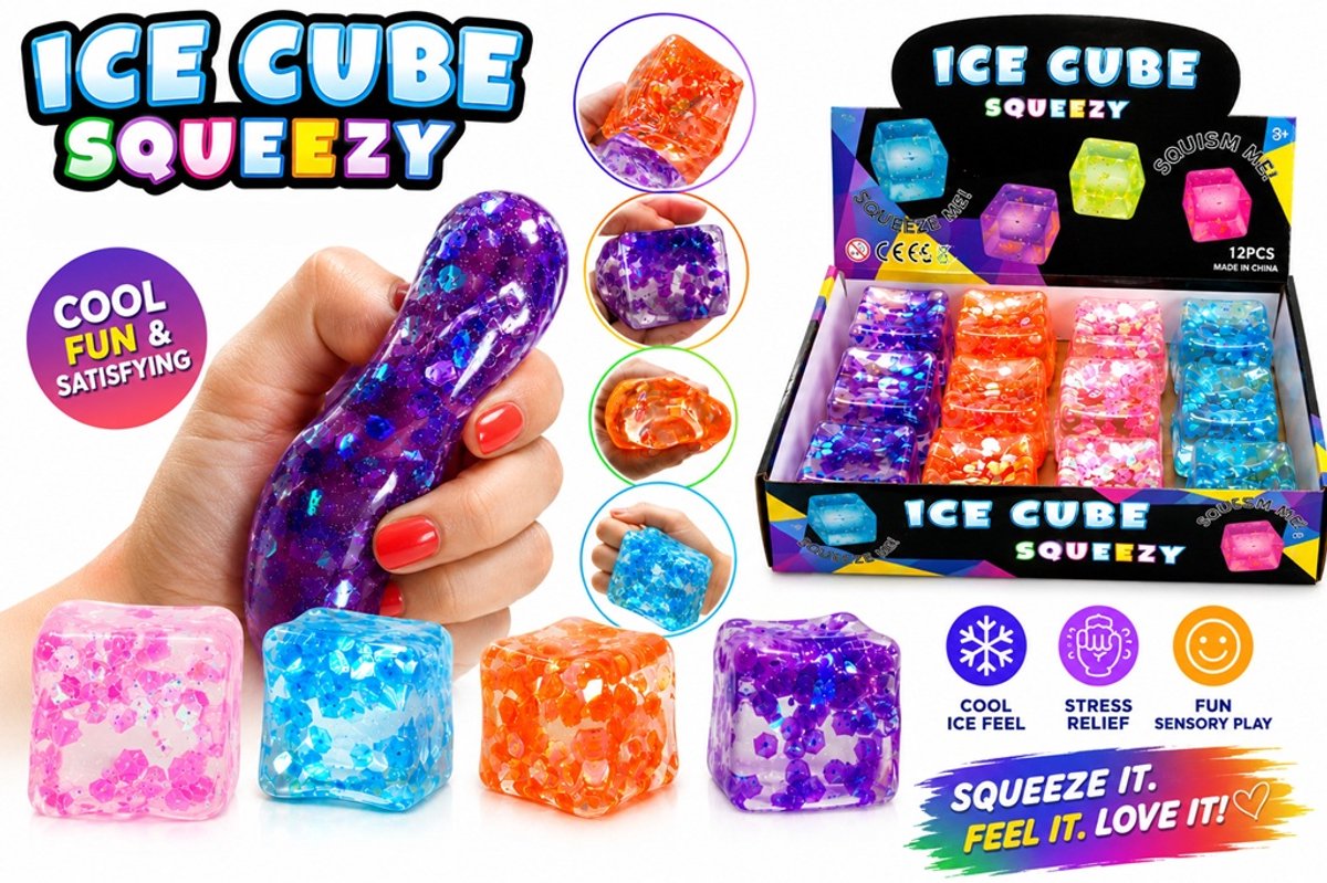 Squishy Ice Cube Stressbal - 1 exemplaar - Voor de hand - Speelgoed - ADHD - fidget toys - Popping - 5 cm - Stressbal