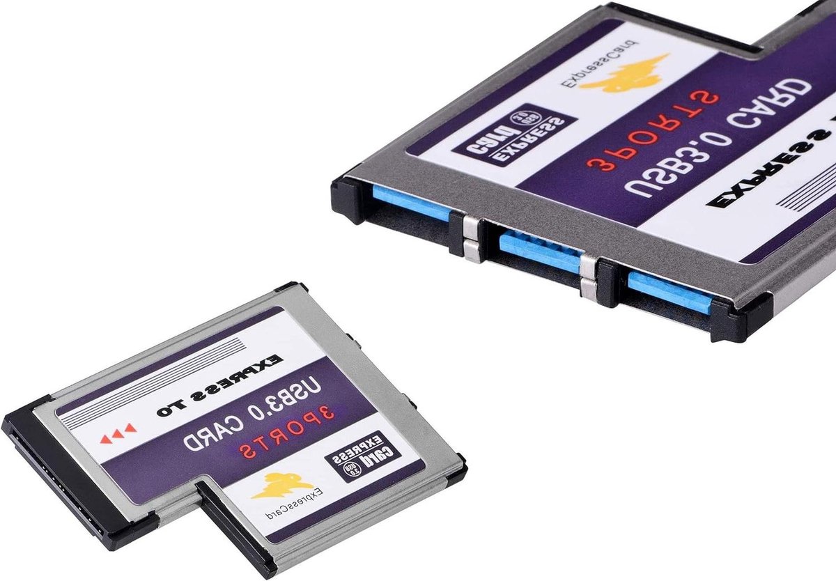 Expresscard Controllerkaart - USB 3.0 poorten - Laptop Uitbreiden - Verzonken Plaatsing - 54mm - Zwart