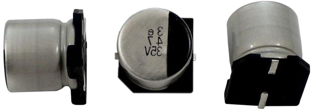 Elektrolytische Condensator - Elko Condensator Aluminium Condensator - Elektronica Reparatie - Radiale SMD Uitvoering - 47µF 35V - Zwart