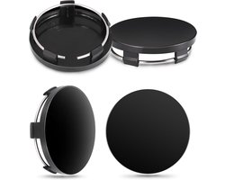 Naafdoppen 60 mm universele wieldoppen met gepolijst oppervlak zwart - Set van 4 stuks