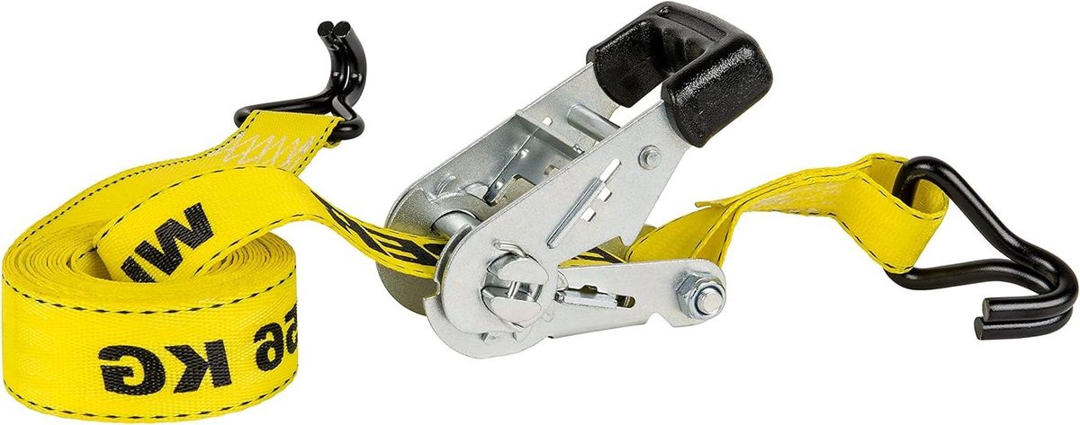 Gegoten Grip Ratel - Spanband Ratel - Vastbinden Lading - Dubbele J-Haken - 15 voet lang - Zwart