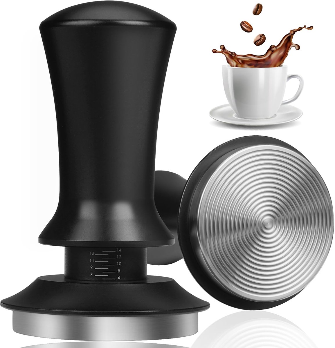 Espresso Tamper Koffietamper 53mm: Verstelbare handstampers voor portafilters van 53 -3-54mm - veerbelaste - gekalibreerde stamperset met constante druk - aanstampaccessoires - cadeau voor barista's en koffieliefhebbers