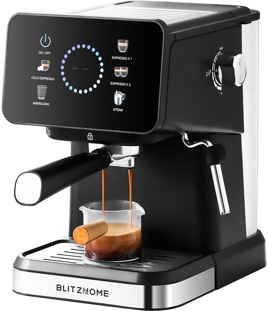 BlitzHome CM3171 espressomachine 20 bar, 1,5L waterreservoir, PID temperatuurregeling, touchscreen, heet & kou – afbeelding 1