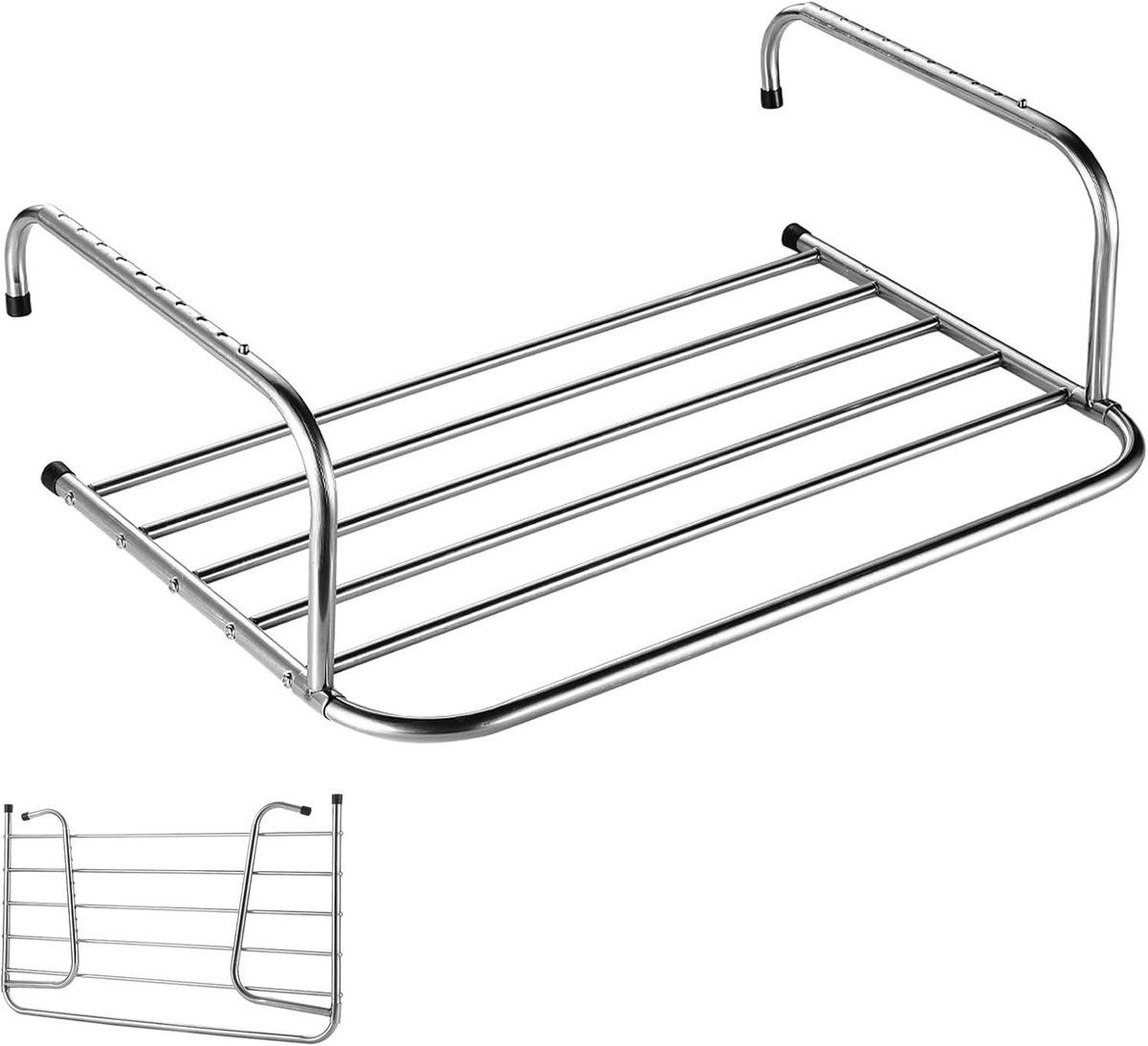 Inklapbare Luchtdroger Hangrek Kleding Radiator Drogen Roestvrij Staal 50x38x18cm Zilver