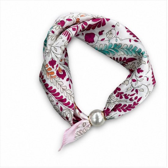 HS Parelsjaal - Meerdere Prints - Wit Roze Bloemenprint