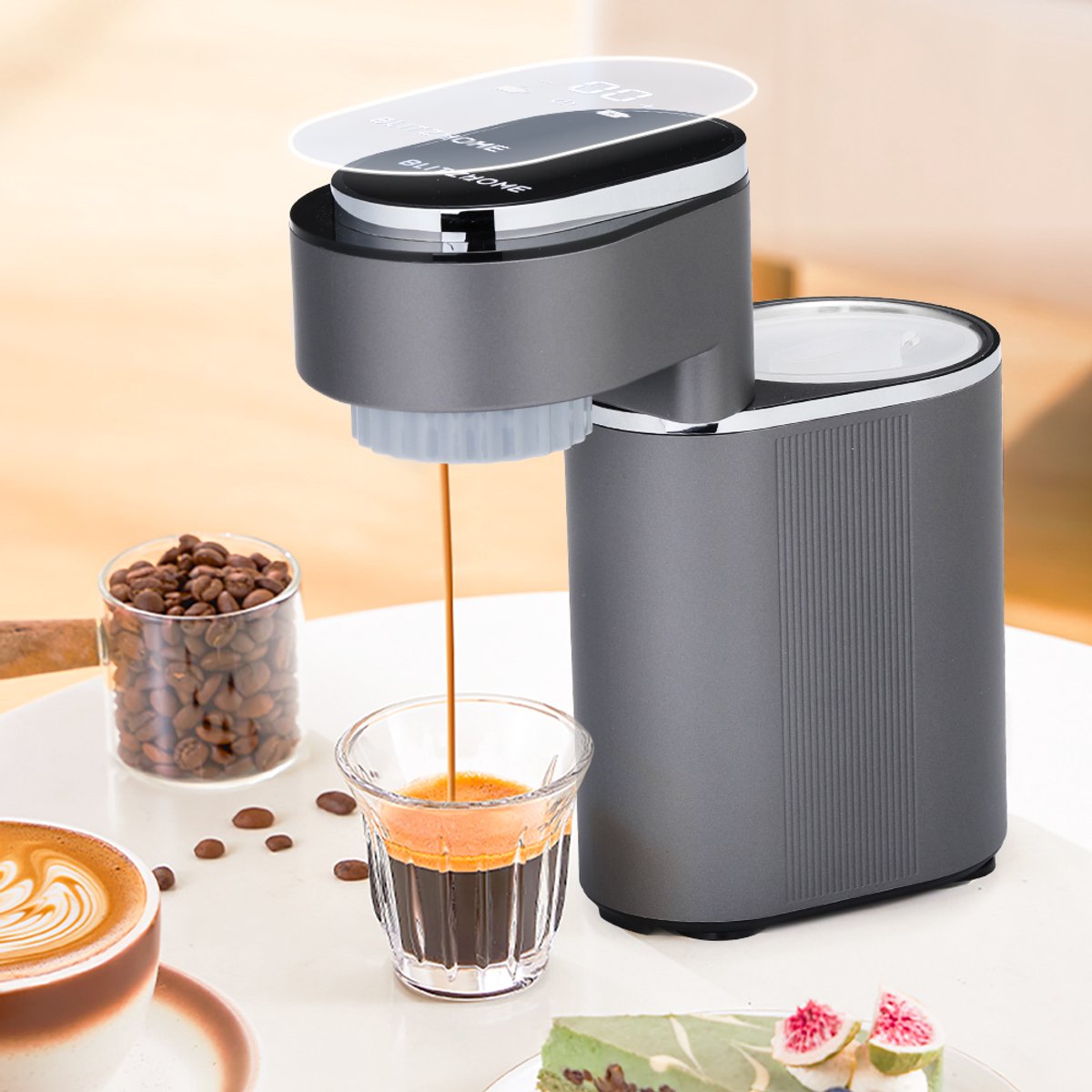 BLITZHOME C180 Mini-Koffiemachine Volautomatische – Draagbare Espressomachine, 15 Bar, Warm & Koud Extractie, Eenvoudig te Reinigen voor Thuis, Kantoor en Onderweg