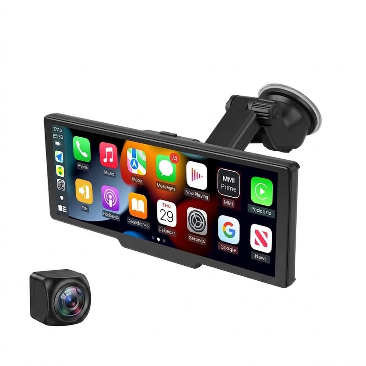Solvix CarPlay Scherm – CarPlay – Dashcam voor Auto – Dashcam met 10.26 Inch Touchscreen – Draadloze Apple CarPlay & Android Auto – Inclusief Achteruitrijcamera – FM en AUX