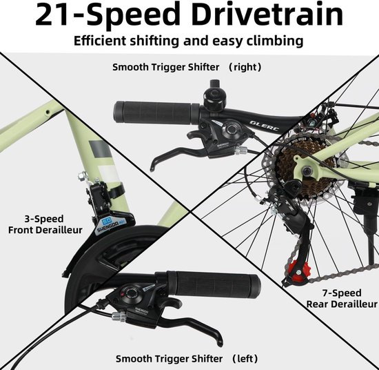 Kindermountainbike - Jongensfiets Meisjesfiets - Buitenfietsen Trail - 21 Versnellingen Voorvering - 24 Inch Wielmaat - Groen — afbeelding 4
