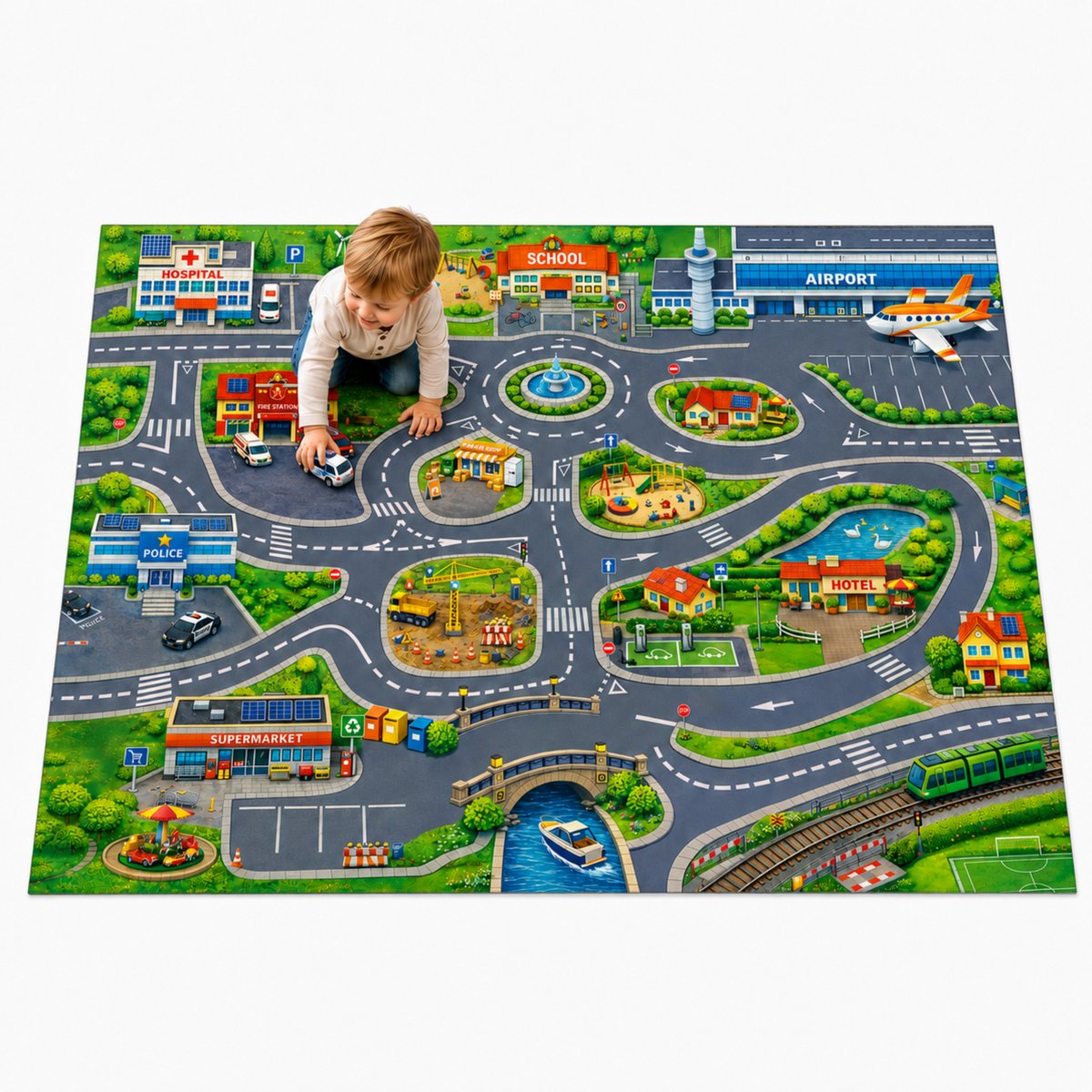 Studio M Speelmat - Speelkleed - Playcity Speelkleed - 84 x 120 cm - Speelmat Opvouwbaar - Auto Speelkleed - Anti slip - Verkeerskleed