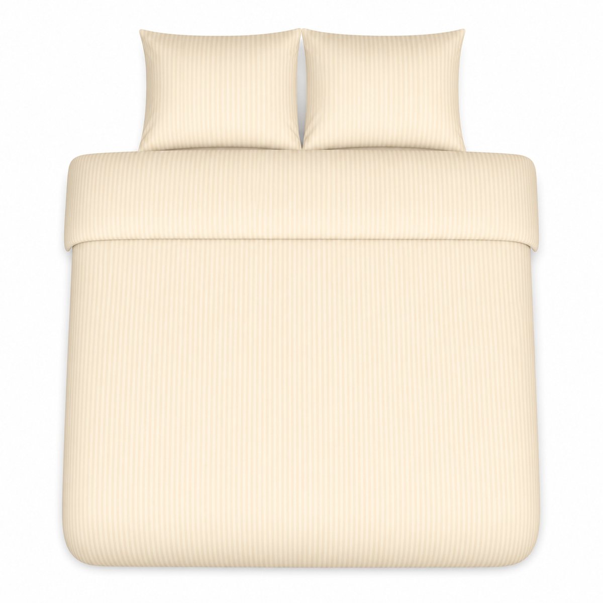 decoware Dekbedovertrek Hotelstreep 200x220 cm - Creme - Katoen Satijn - Met Kussenslopen - Tweepersoons