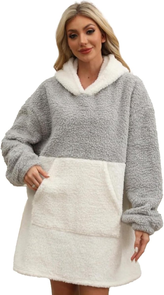 Hoodiedeken - Sweatshirt deken - Comfortabel loungen - Zachte flanellen stof - 30x30 cm - Grijs