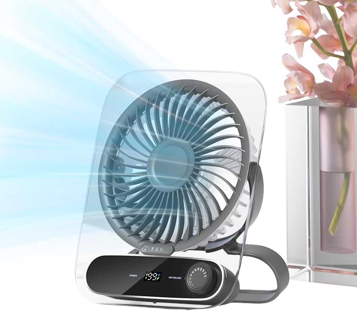 Stille Bureaubladventilator - Opvouwbare Ventilator - Persoonlijke Koeling - Multifunctioneel Ontwerp - 177 x 45 x 177 mm - Grijs