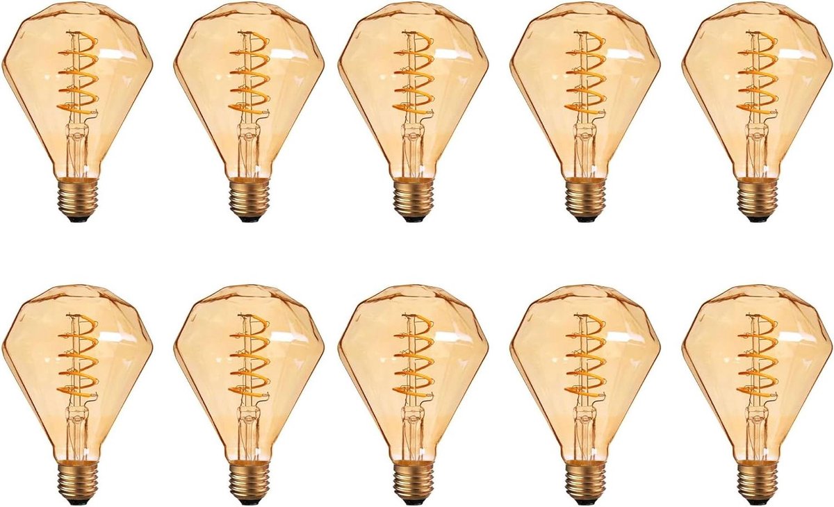 Edison Gloeilampen - Decoratieve Lampen - Sfeerverlichting Creëren - Diamantvormig Glasontwerp - 4 Watt - Warm Wit