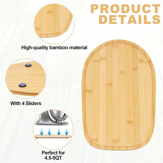 Keukenmachine Glijplank - Schuifmat Onderlegger - Gemakkelijk Verplaatsen - Antislip Onderlaag - 34 x 21 cm - Houtkleur — afbeelding 3