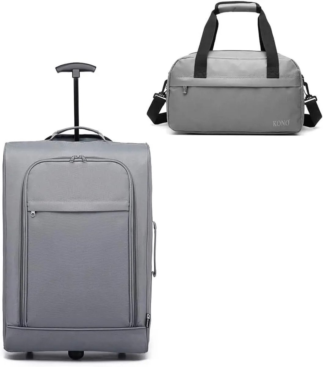 Geargalaxy 2-Delige Kofferset - Handbagage Koffer - Reiskoffer - Travelset - Trolley - Reiskofferset - Lichtgewicht - Grijs