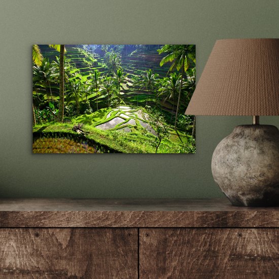 Aluminium schilderij 30x20 cm - Wanddecoratie metaal - Spectaculaire rijstvelden ten noorden van Ubud - Metalen muurdecoratie woonkamer - Decoratie industrieel - Foto op dibond - Industriële accessoires slaapkamer