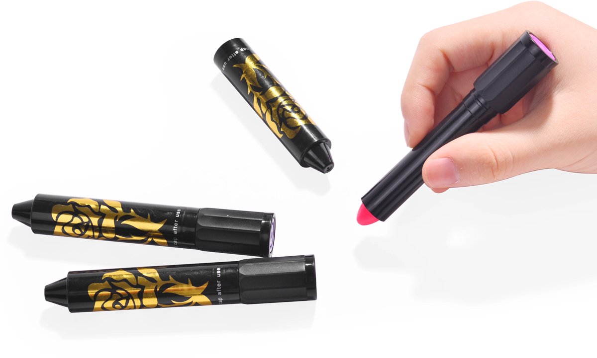 Schminkstiften - Schmink Set Krijtjes - 12 Stuks Kleuren -Fluoriserend UV Neon Glow in the Dark Krijtjes-Giftige Gezichtsverfkrijtjes voor Halloween Cosplay Make-up-Helderste Glow onder UV-Licht — afbeelding 10
