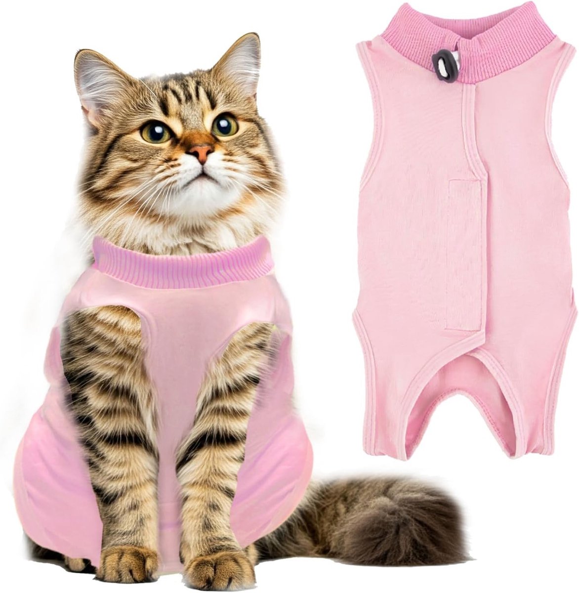 Herstelpak voor Katten, Postoperatief Kledingstuk voor Katten, Geschikt voor Abdominale Wonden, Ideaal voor Herstel na Chirurgie (L, Roze)