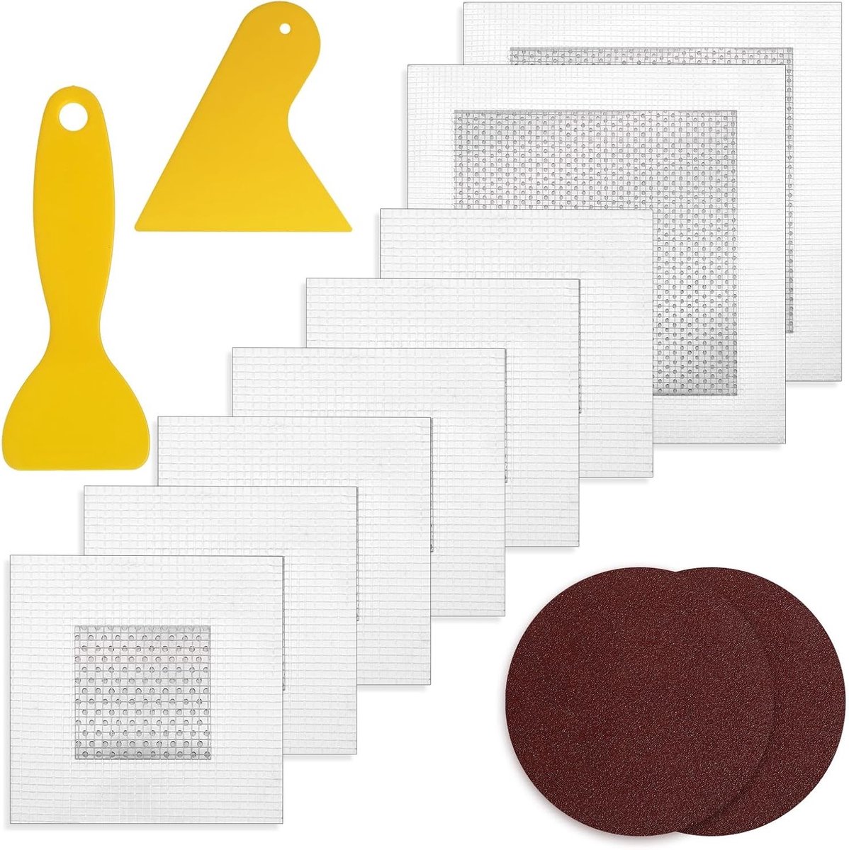 Complete Set voor Muurherstel met Zelfklevend Aluminium Gaas voor Plafondreparatie, Stevige Patch voor Gaten, Verpakking van 10 Stuks