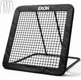 Exon® Verstelbare Rebounder XXL- 124x124cm - Kickback - Tchouck - Inclusief Grondankers - Voetbal Bouncer - Voetbal Trainingsmateriaal - Zwart