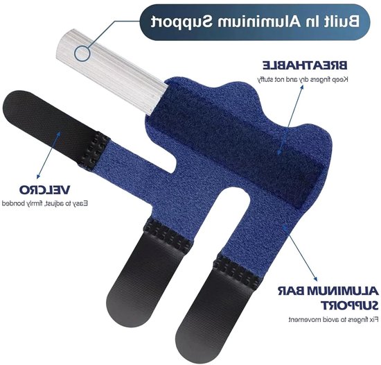Set van 2 Verstelbare Vinger Splints voor Breuk en Trigger Finger, Wasbare Ondersteuning voor Artritis en Vingerblessures — afbeelding 2