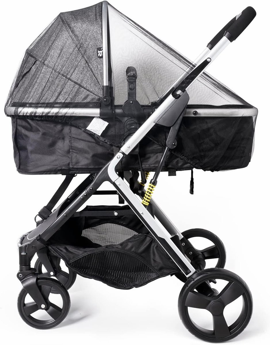 Universeel Muggennet voor Kinderwagens en Buggy's, Scheurvast Insectenbescherming, Ideale Bescherming Tegen Muggen en Wespen, Zwart Zonder Steunen