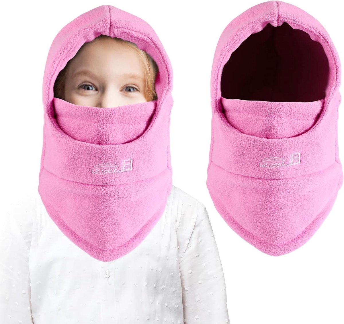 Thermische Fleece Balaclava voor Kinderen - Multifunctionele Winddichte Ski Masker en Nekwarmer voor Fietsen en Schaatsen, Roze