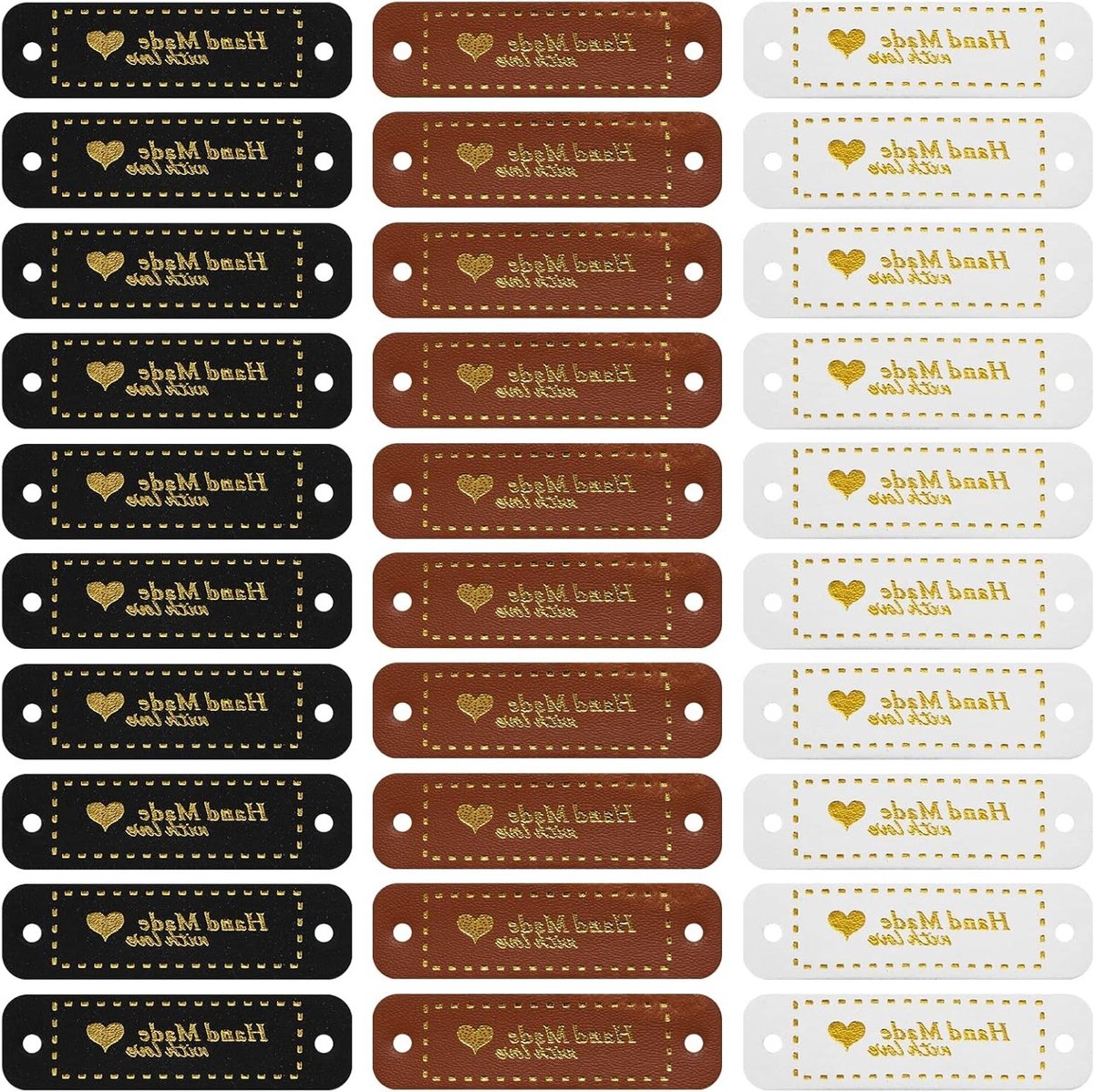 30 Stuks Handgemaakte PU Leren Labels voor DIY Creatieve Projecten, Naai- en Haakaccessoires en Sieraden Maken