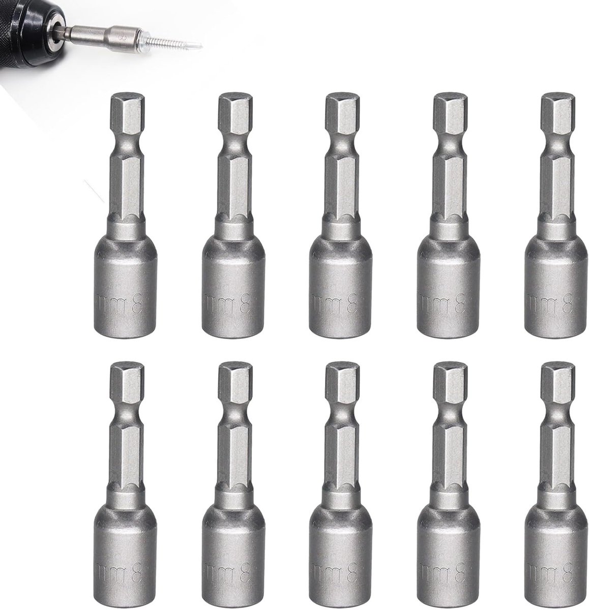 10-delige Magnetische Dopbits Set - 8mm Zeskant Schroefadapter voor Boormachine