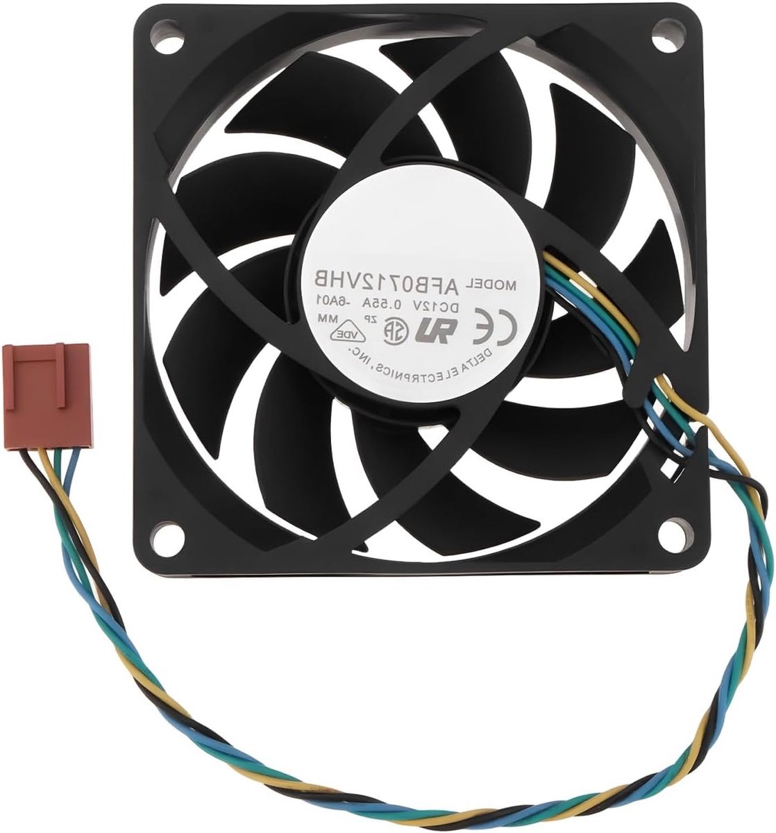 Allecto- Ventilator voor CPU - Laptop - 4Pin Borstelloze DC Ventilator - 70x70x15mm - AFB0712VHB - Koelventilator - Geschikt voor laptops - Zwart CPU Koelventilator 4Pin Borstelloze DC Ventilator AFB0712VHB 0.55A 12V voor Laptop 70x70x15mm.