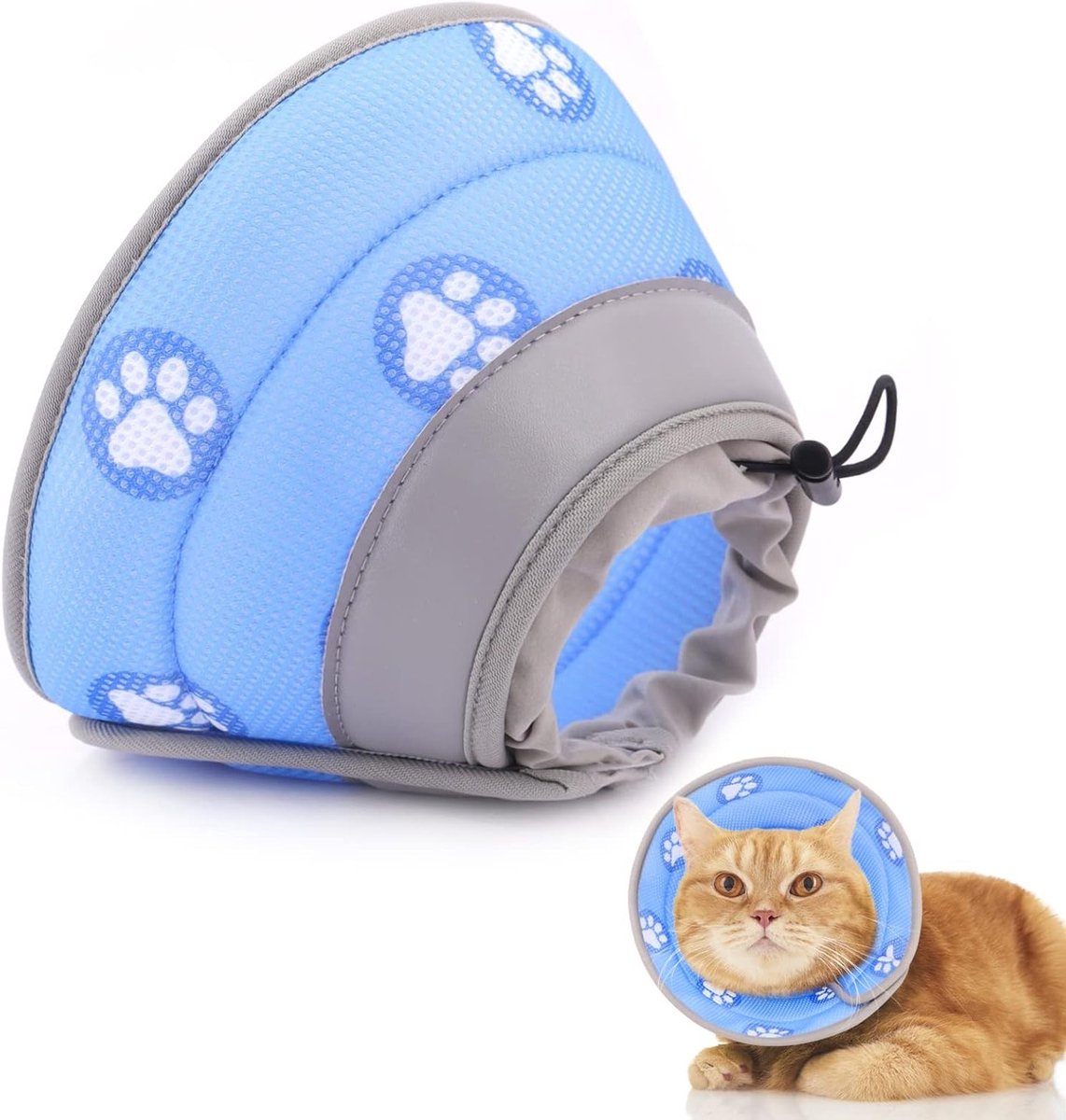 Verstelbare zachte kegelkraag voor katten en kleine honden blauw maat S