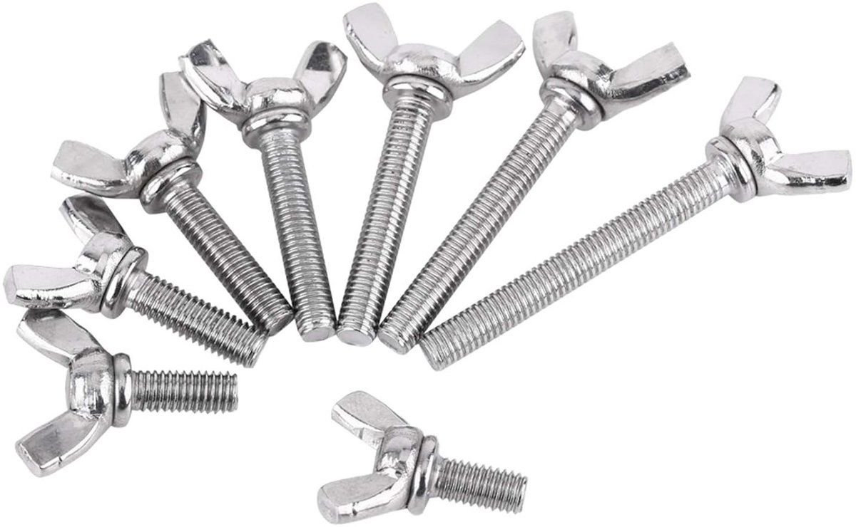Set van 5 M6 Vleugelschroeven, DIN316 Roestvrij Staal, Handmatige Bevestigingsschroeven voor Vleugnuts en Machineonderdelen (M6 x 30mm)