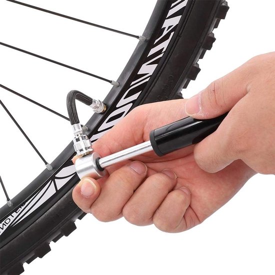 Mini Draagbare Fietspomp voor Hoge Druk tot 120PSI - Aluminium Pomp met Franse en Amerikaanse Nozzle voor Mountainbike en Basketbal — afbeelding 4