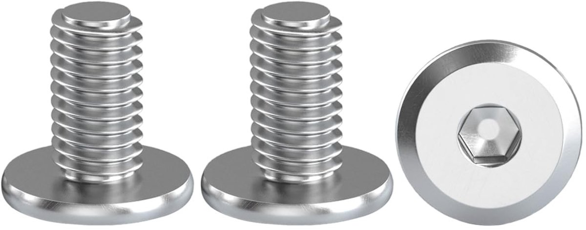 Flat Head Hex Socket Schroeven 20pcs M6x10mm RVS A2 V2A, Volledige Draad, Half Ronde Kop, Duurzaam en Corrosiebestendig