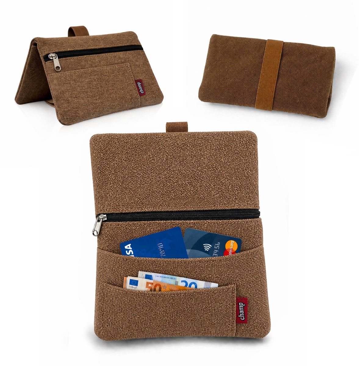 Champ Shag Etui - Tabak Etui - Stoffen Tabakzakje - Meerdere Vakken - Unisex - Bruin