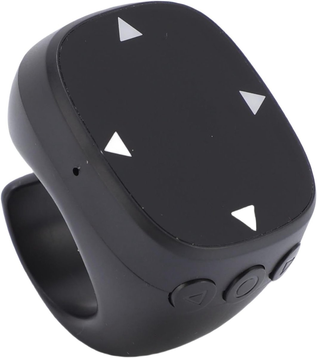 Draadloze Scrolling Ring, Fingertop Bluetooth Afstandsbediening voor Pagina's en Foto's, Geschikt voor Telefoons en Tablets, Zwart