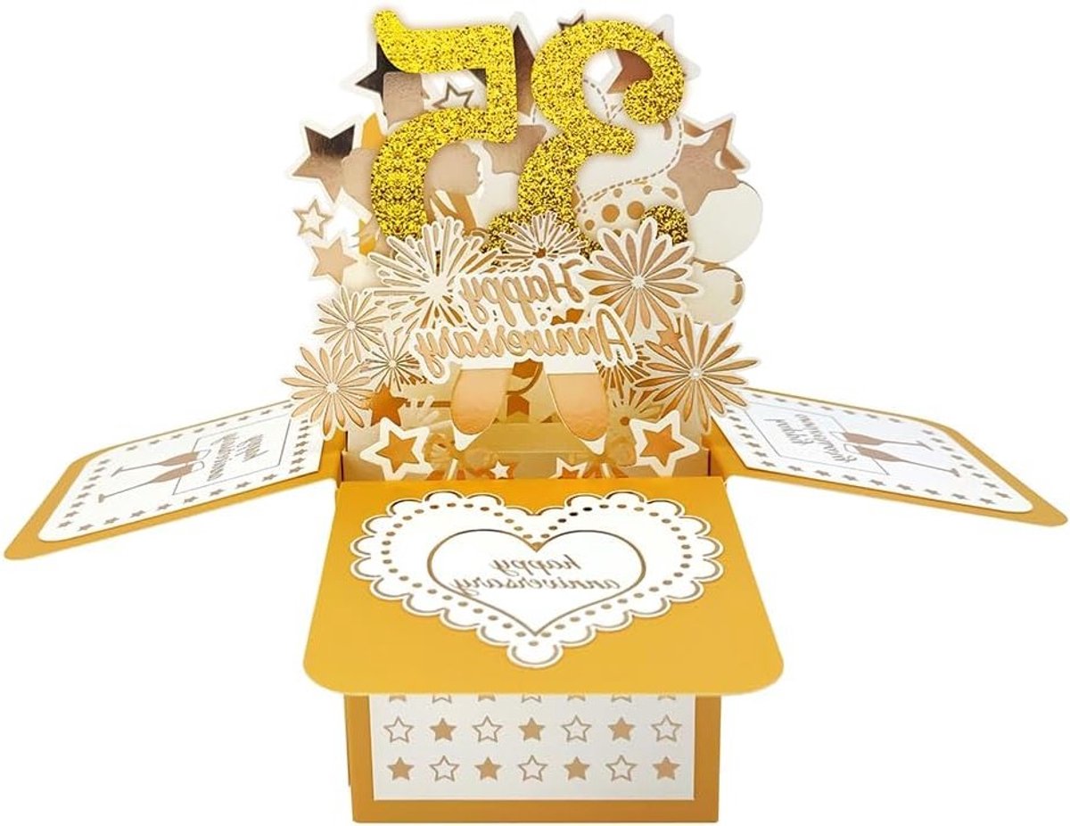 Luxe 3D Pop-up Kaart 35 Jaar Getrouwd Jubileum Cadeau