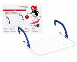 Axentia Hangend Droogrek voor Radiator of Balkon – Opvouwbaar Wasrek – 3 Meter Drooglengte – Wit/Blauw