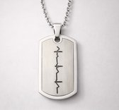 Samenlijn - Collier personnalisé - Rectangulaire - Acier inoxydable - Couleur argent - Gravure photo, battement de cœur ou voix - Cadeau pour elle ou lui
