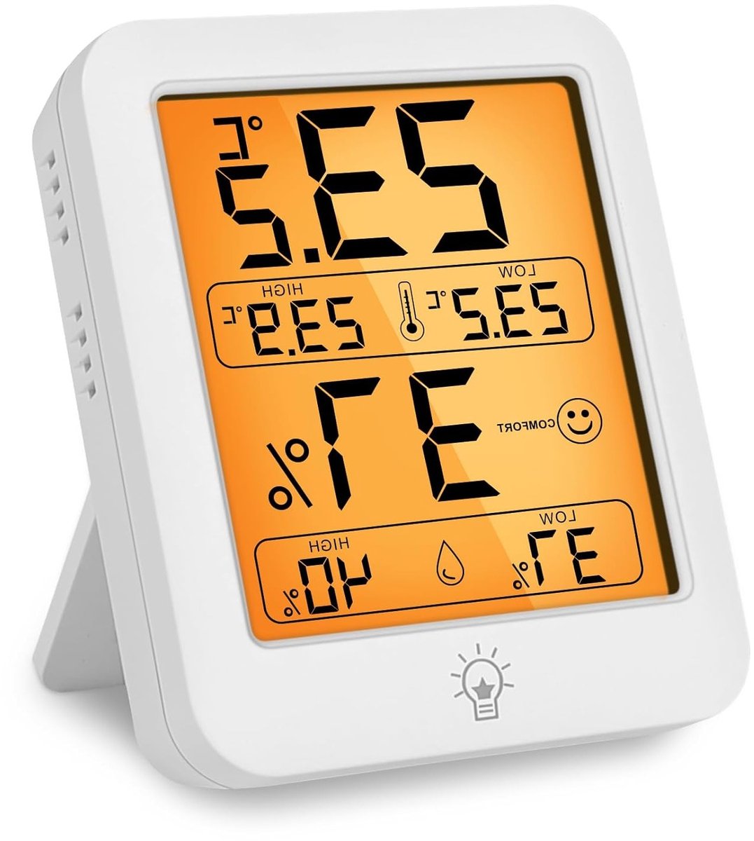 Digitale Thermometer Hygrometer voor Binnengebruik – Nauwkeurige Weergave van Temperatuur en Vochtigheid met Smiley en Gegevensregistratie