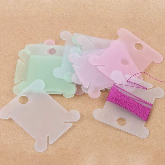 120 Stuks Plastic Spoelen met Bord voor Draad Winden - Ideaal voor Borduren en Handwerken van Merkloos — afbeelding 2